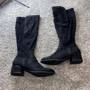 Unisa studded black suede knee boots